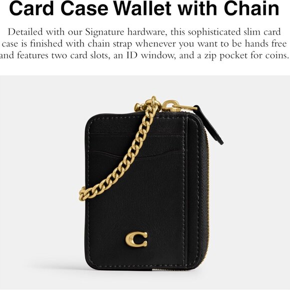 Women's Leather Card Organizer Wallet with Chain ID Card Case Travel Accessory - Picture 2 of 5